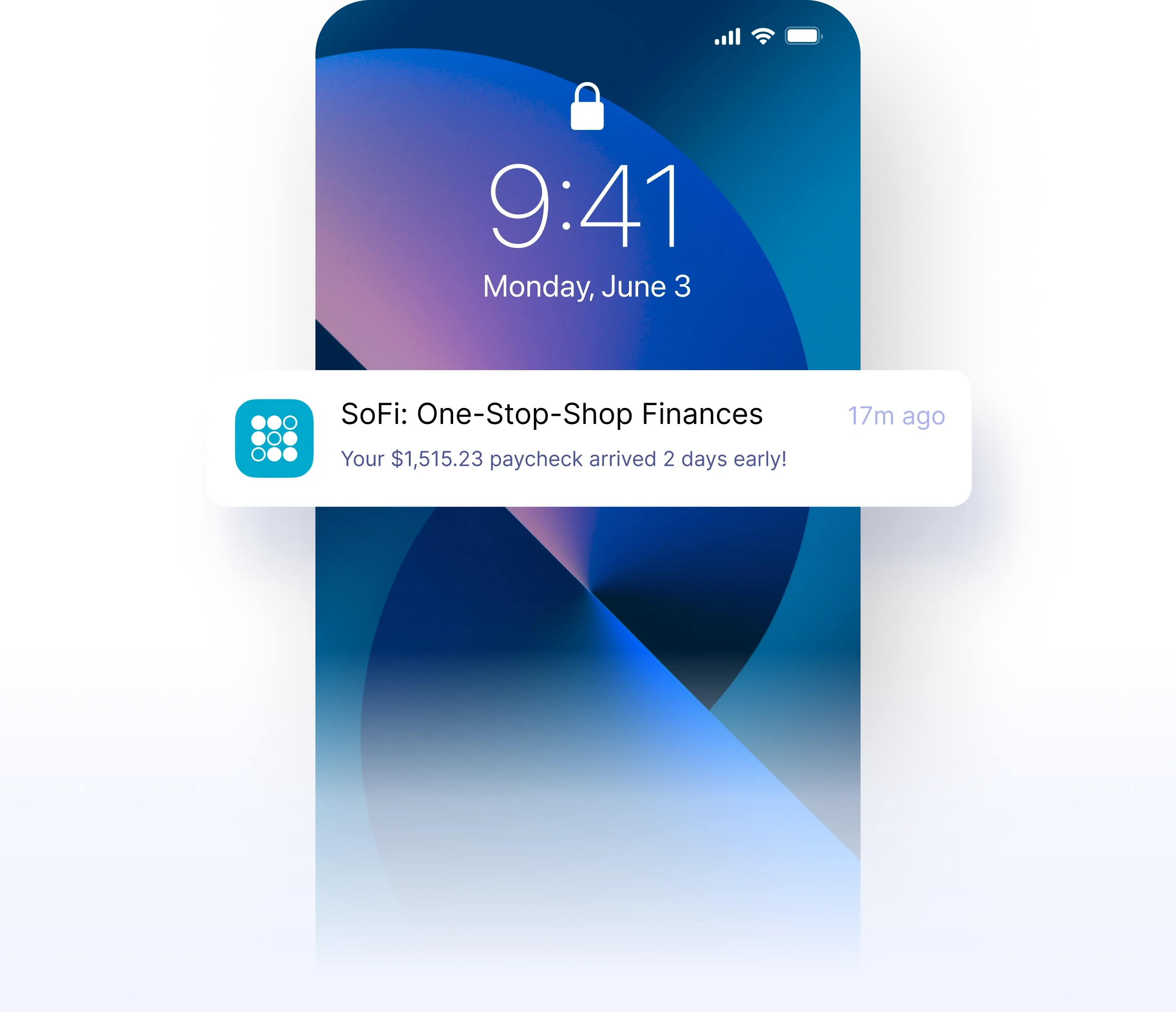 phone with sofi deposit notification