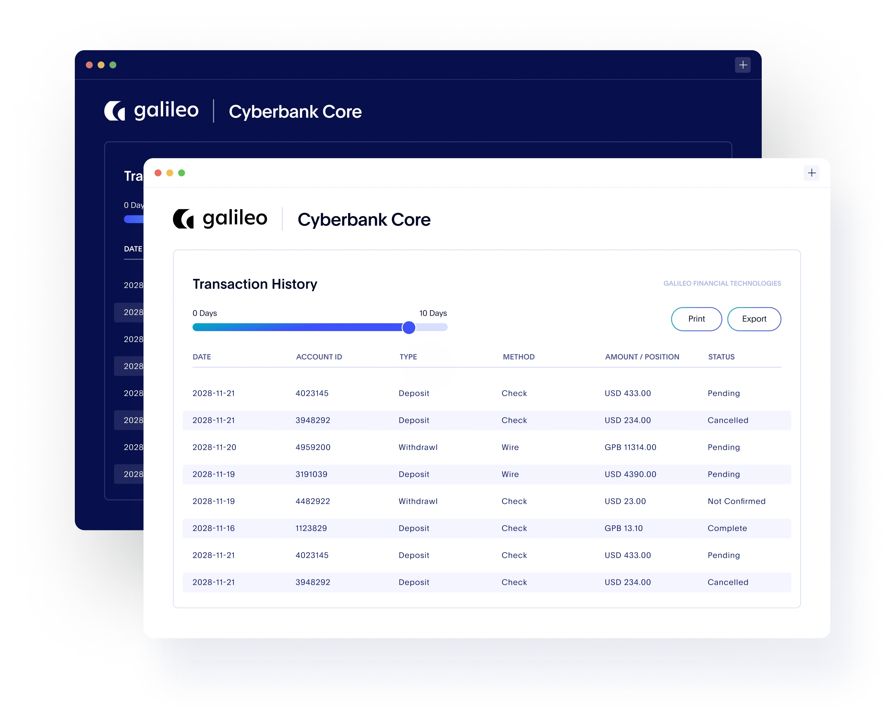 payment processing and cyberbank core transaction ui