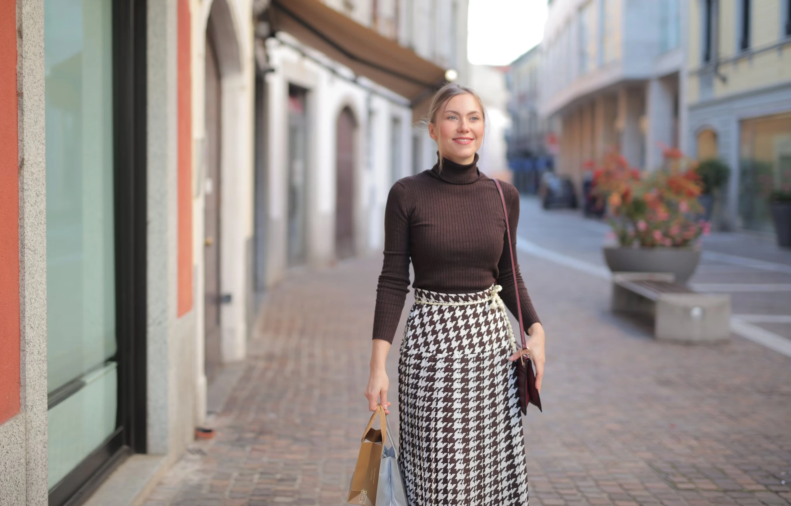 A woman walking on street